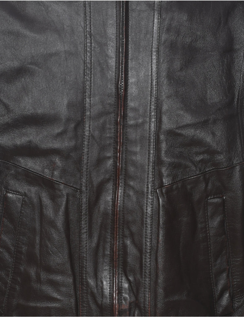 Dark Brown Leather Jacket - XL