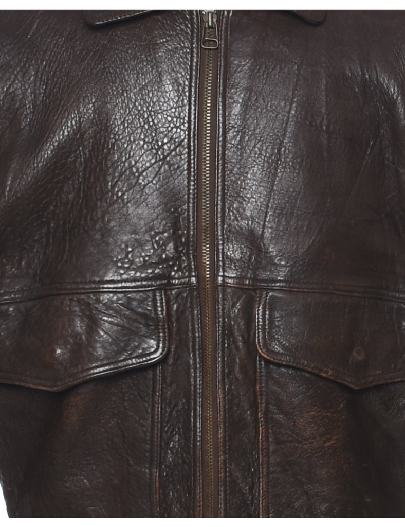 Dark Brown Leather Jacket - S