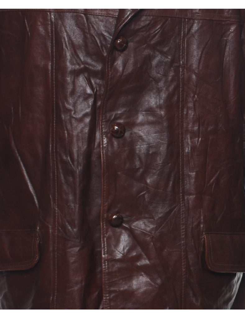 Dark Brown Leather Jacket - L