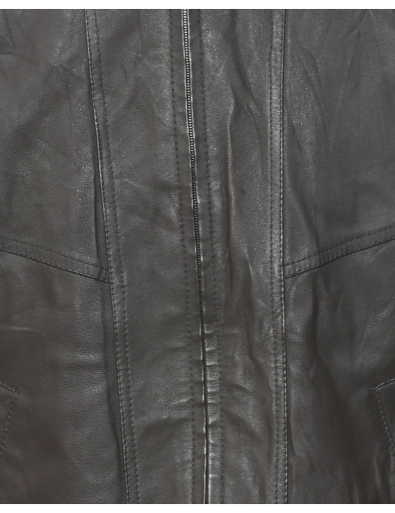 Dark Brown Leather Jacket - XL