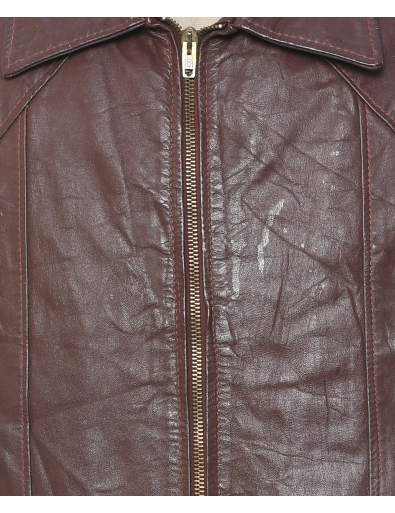 Dark Brown Leather Jacket - L