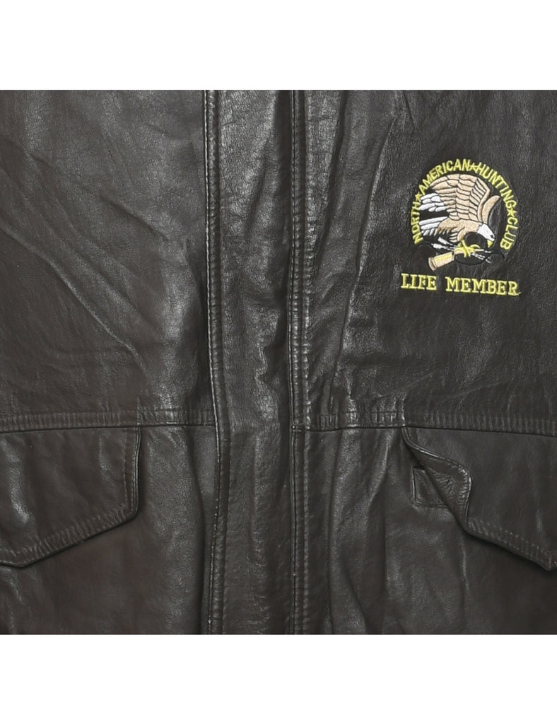 Dark Brown Leather Jacket - XL