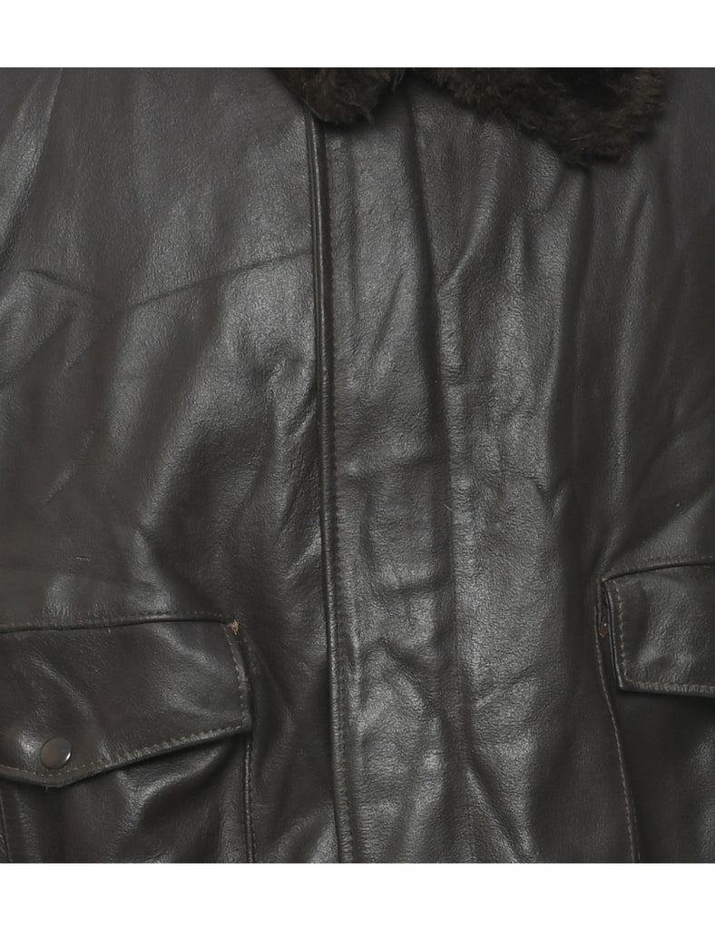 Dark Brown Leather Jacket - XL