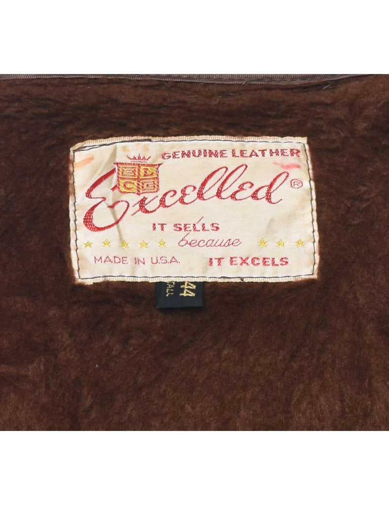 Dark Brown Leather Jacket - L