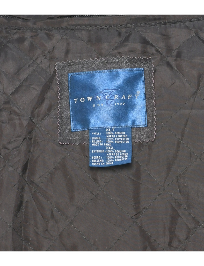 Dark Brown Leather Jacket - XL