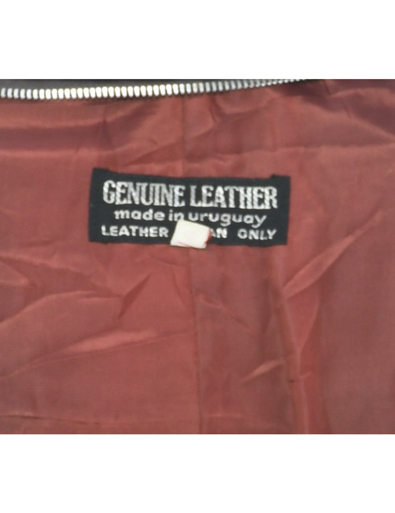 Dark Brown Leather Jacket - L