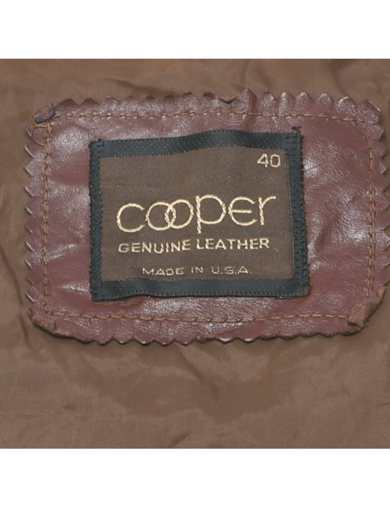 Dark Brown Leather Jacket - M