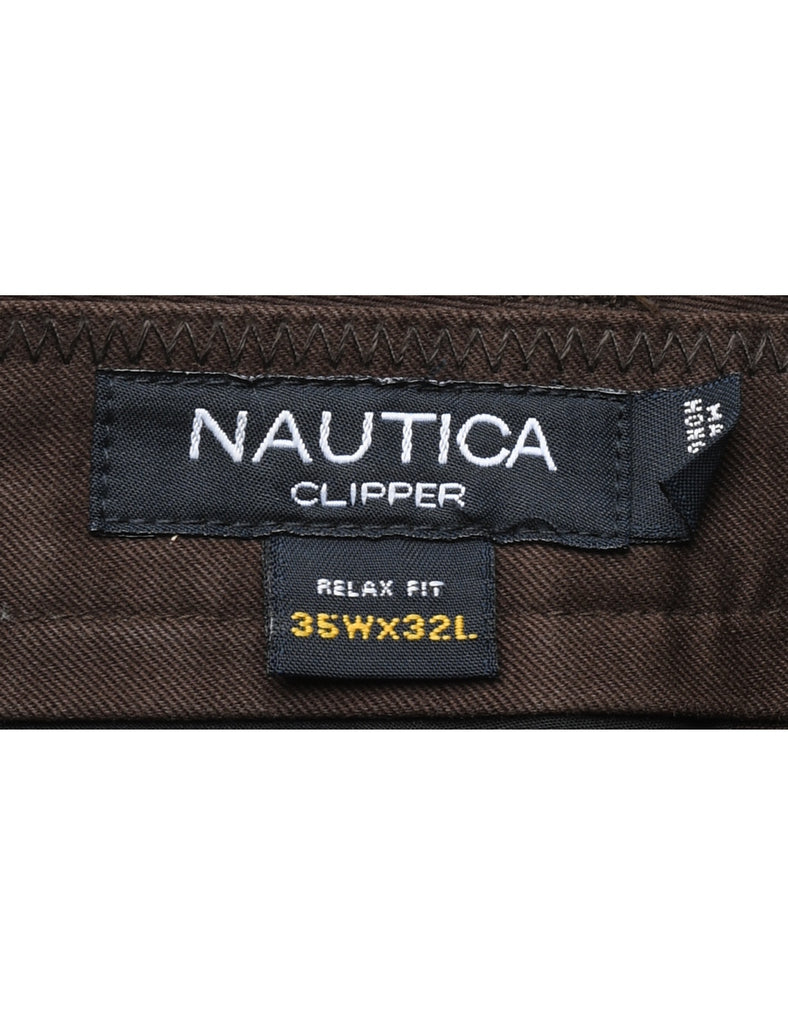 Dark Brown Nautica Straight-Fit Trousers - W35 L32