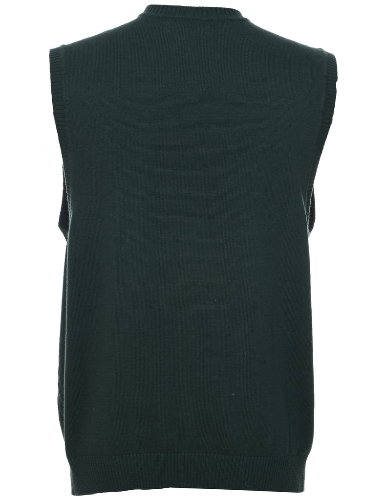 Dark Green Cable Knit Sweater Vest - L