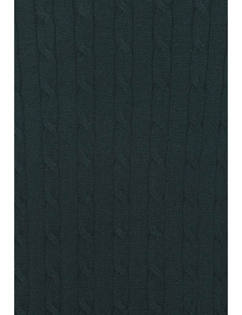 Dark Green Cable Knit Sweater Vest - L