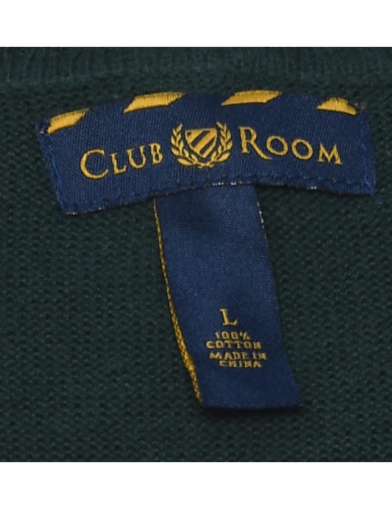 Dark Green Cable Knit Sweater Vest - L
