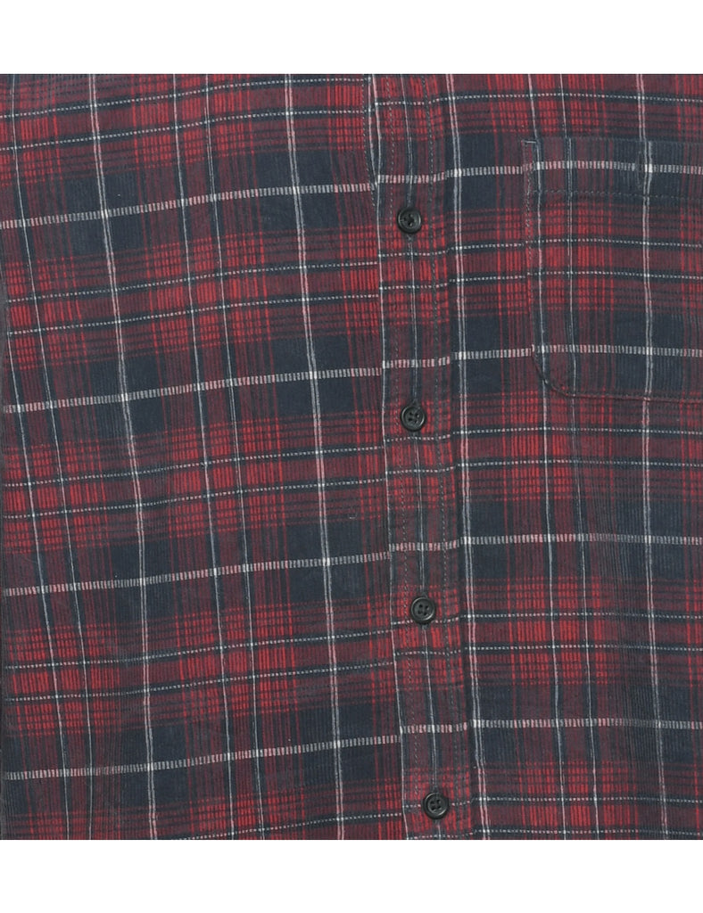 Dark Grey Corduroy Checked Shirt - L