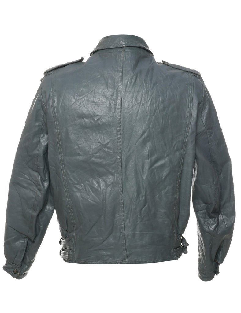 Dark Grey Leather Jacket - M