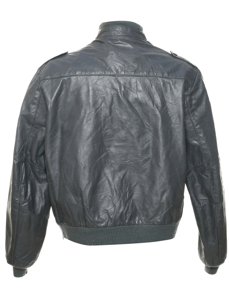 Dark Grey Leather Jacket - M