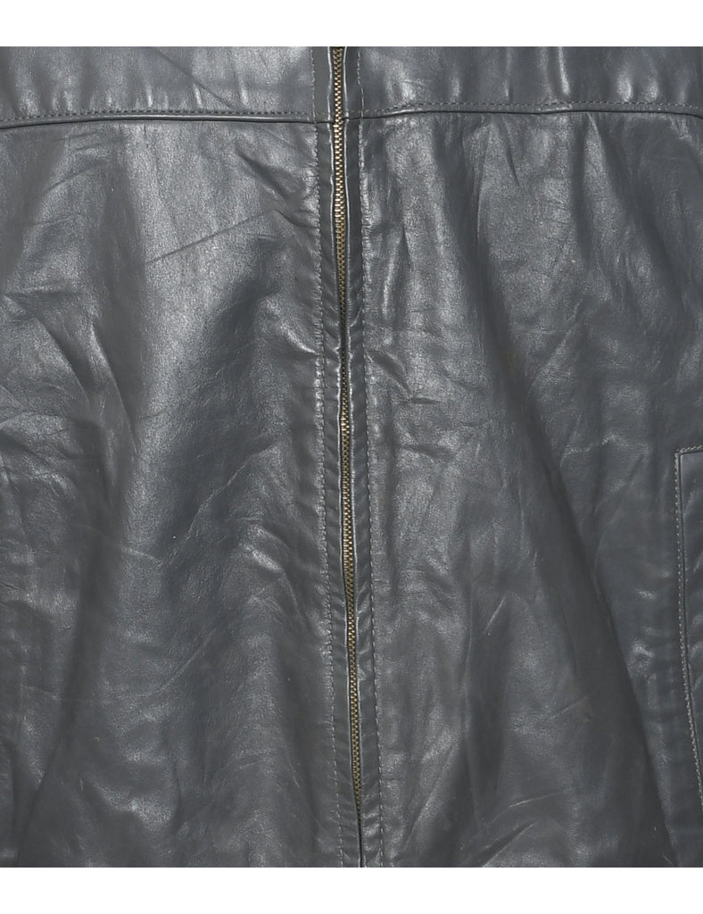 Dark Grey Leather Jacket - M