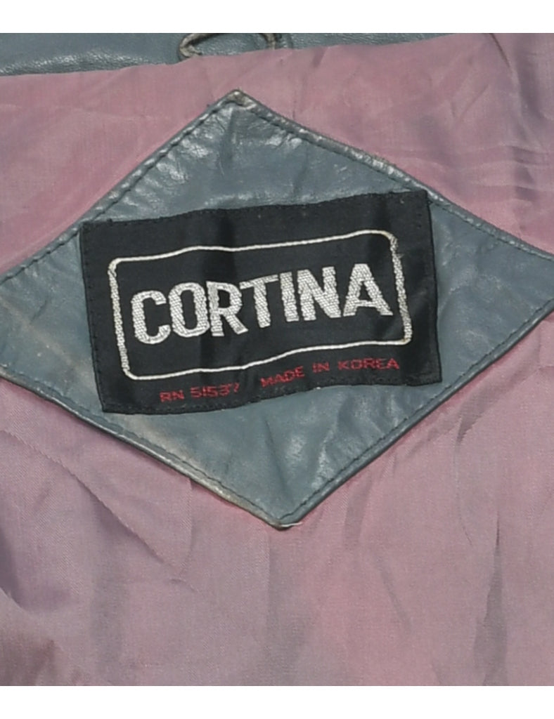 Dark Grey Leather Jacket - M