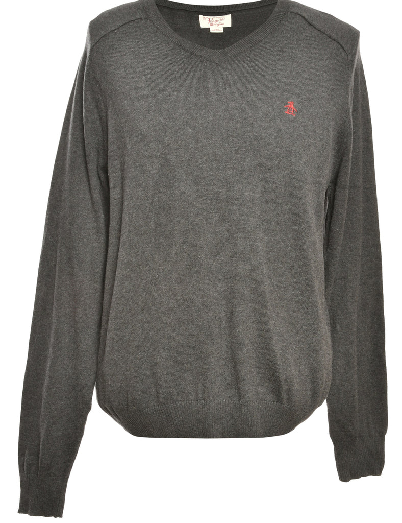 Dark Grey Penguin Jumper - L