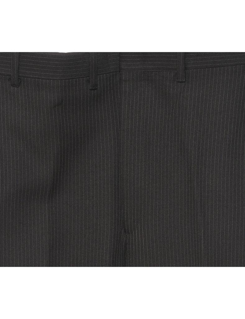 Dark Grey Striped Suit Trousers - W35 L32
