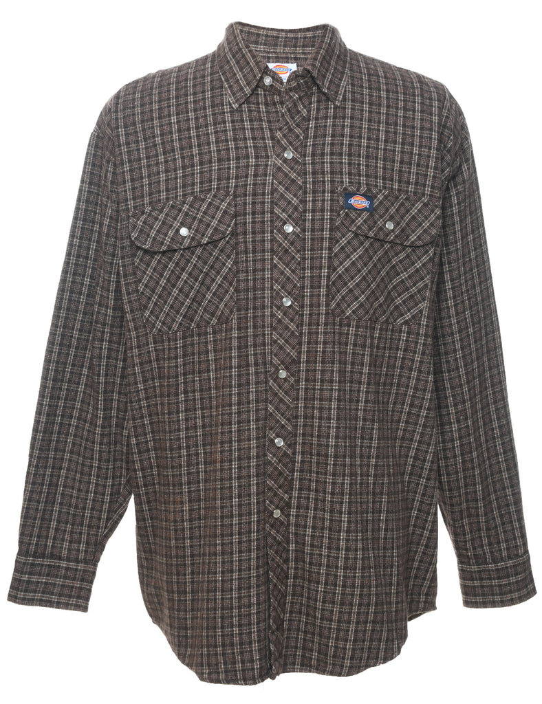 Dickies Checked Grey & White 1990s Shirt  - L