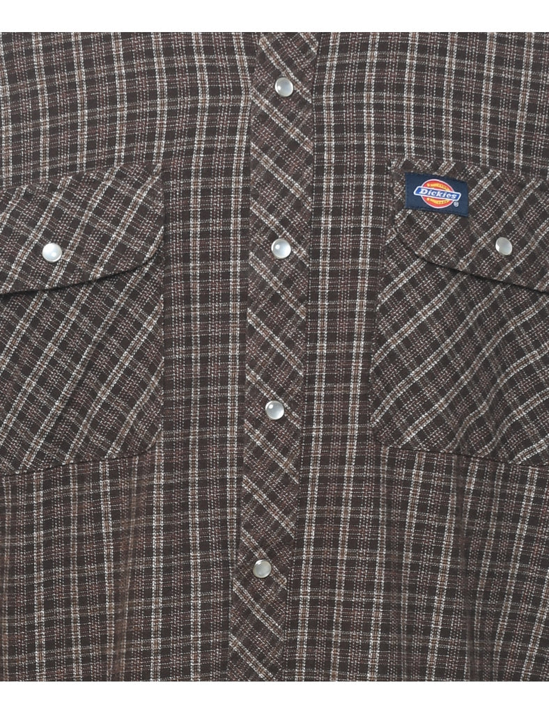 Dickies Checked Grey & White 1990s Shirt  - L