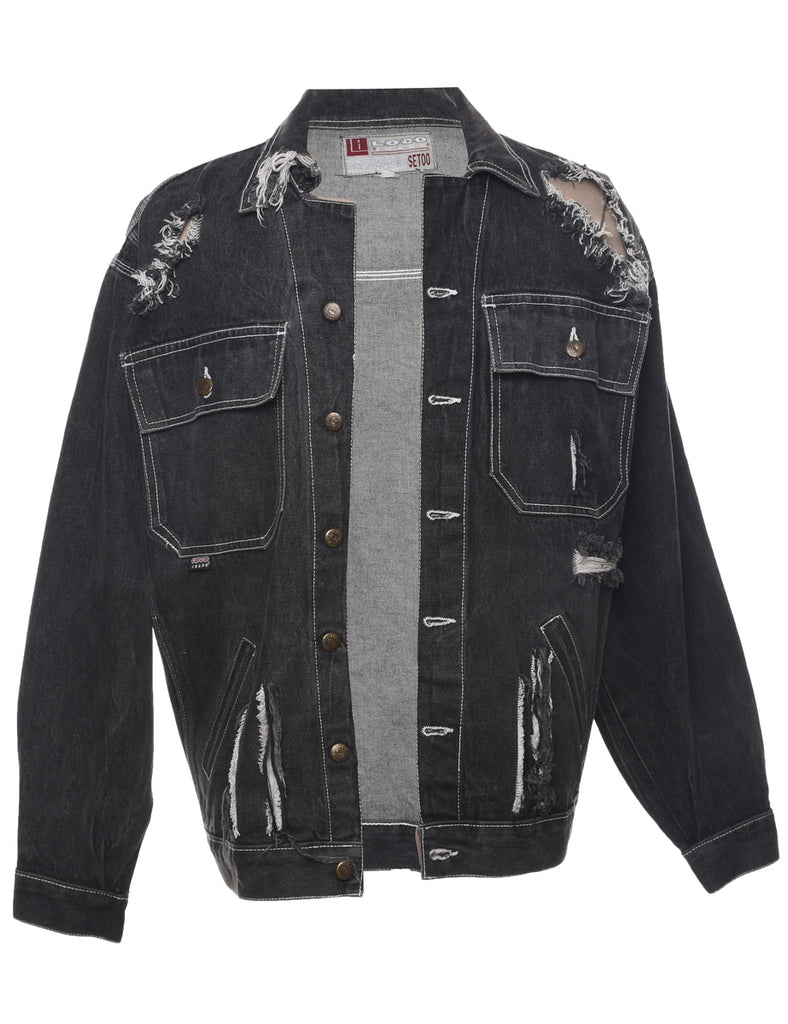 Distressed Denim Jacket - XL