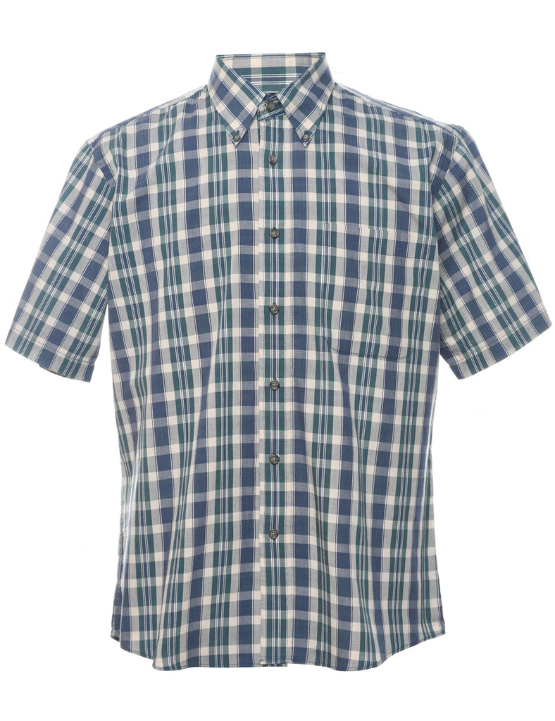 DKNY Checked Navy Short Sleeve Shirt - M