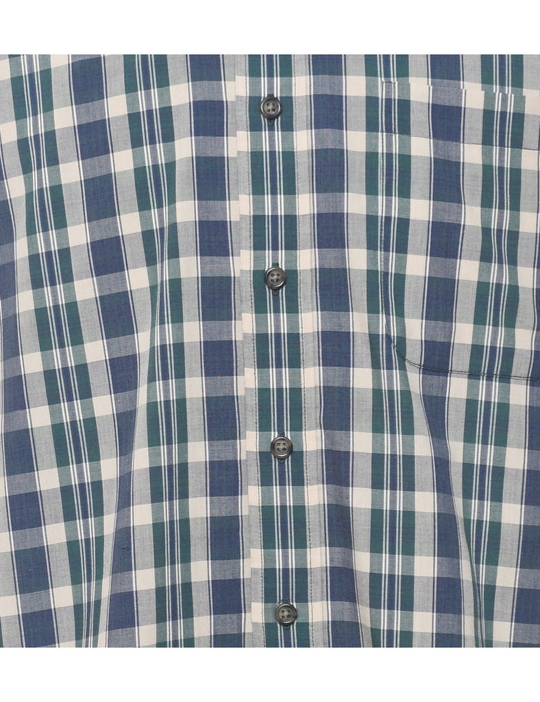 DKNY Checked Navy Short Sleeve Shirt - M