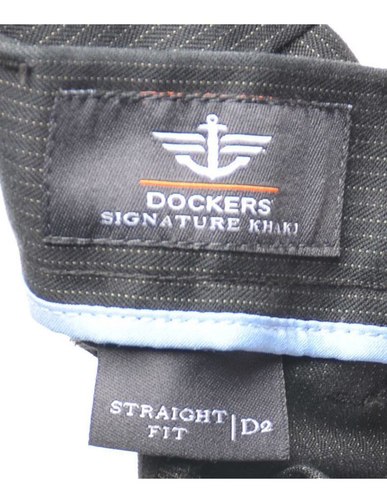 Dockers Pinstriped Black Suit Trousers - W36 L32