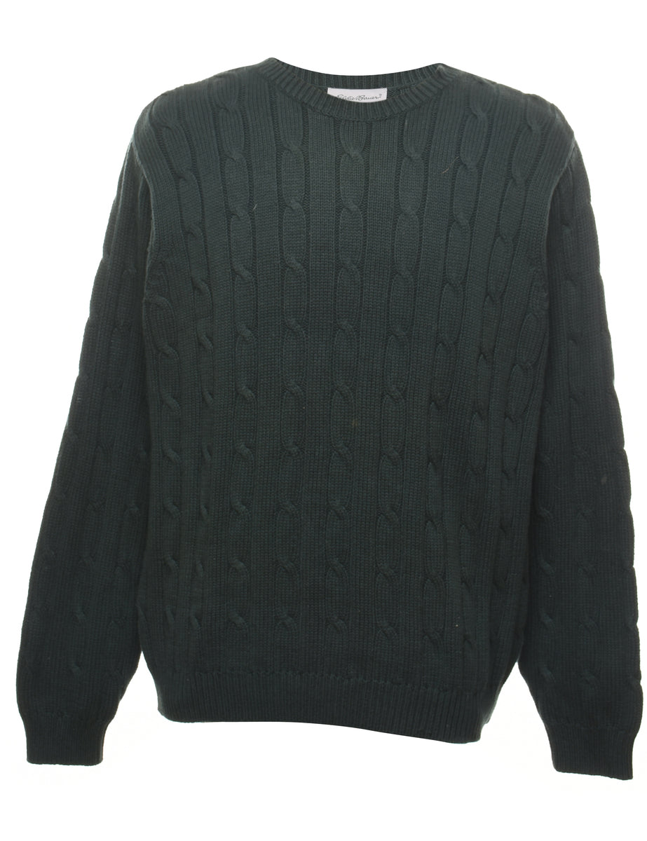 Men s Eddie Bauer Eddie Bauer Cable Knit Jumper Green M Beyond Retro