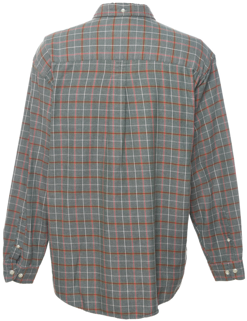 Eddie Bauer Checked Grey & Maroon 1990s Shirt - L