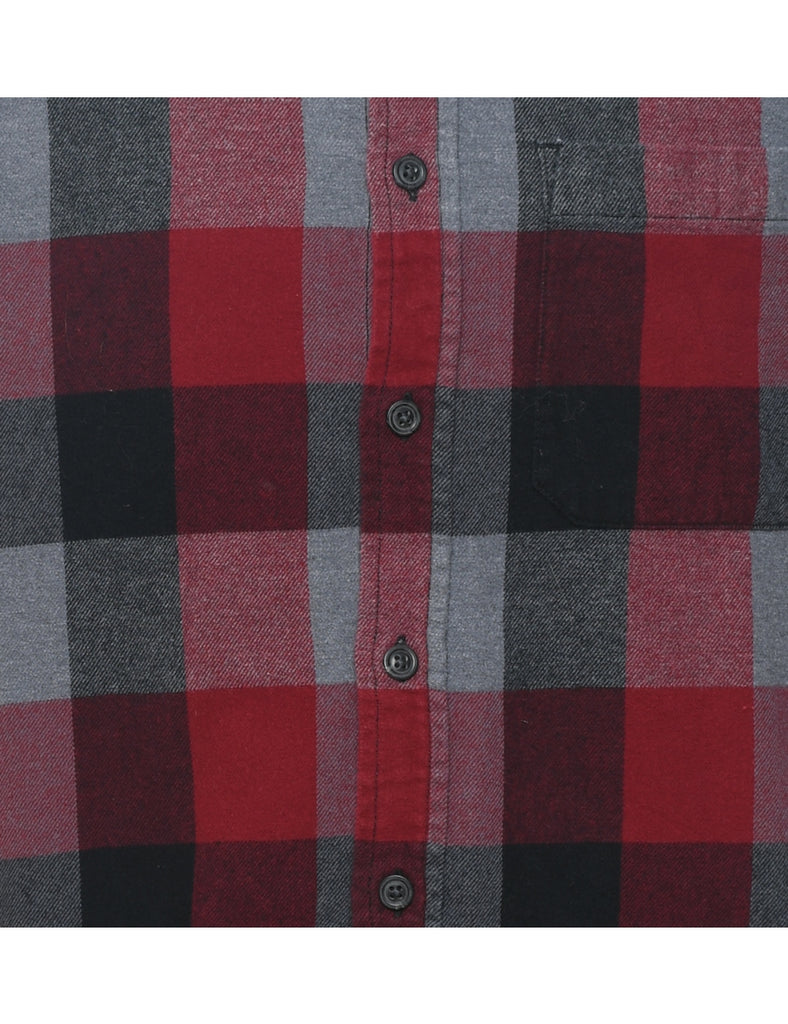 Eddie Bauer Red & Grey Flannel Checked Shirt - L