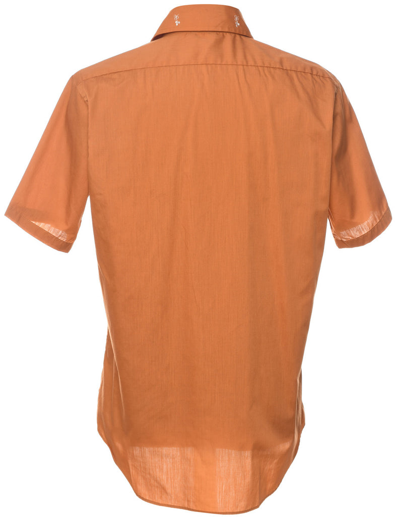 Embroidered Burnt Orange & White Shirt - M