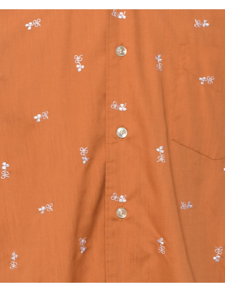 Embroidered Burnt Orange & White Shirt - M