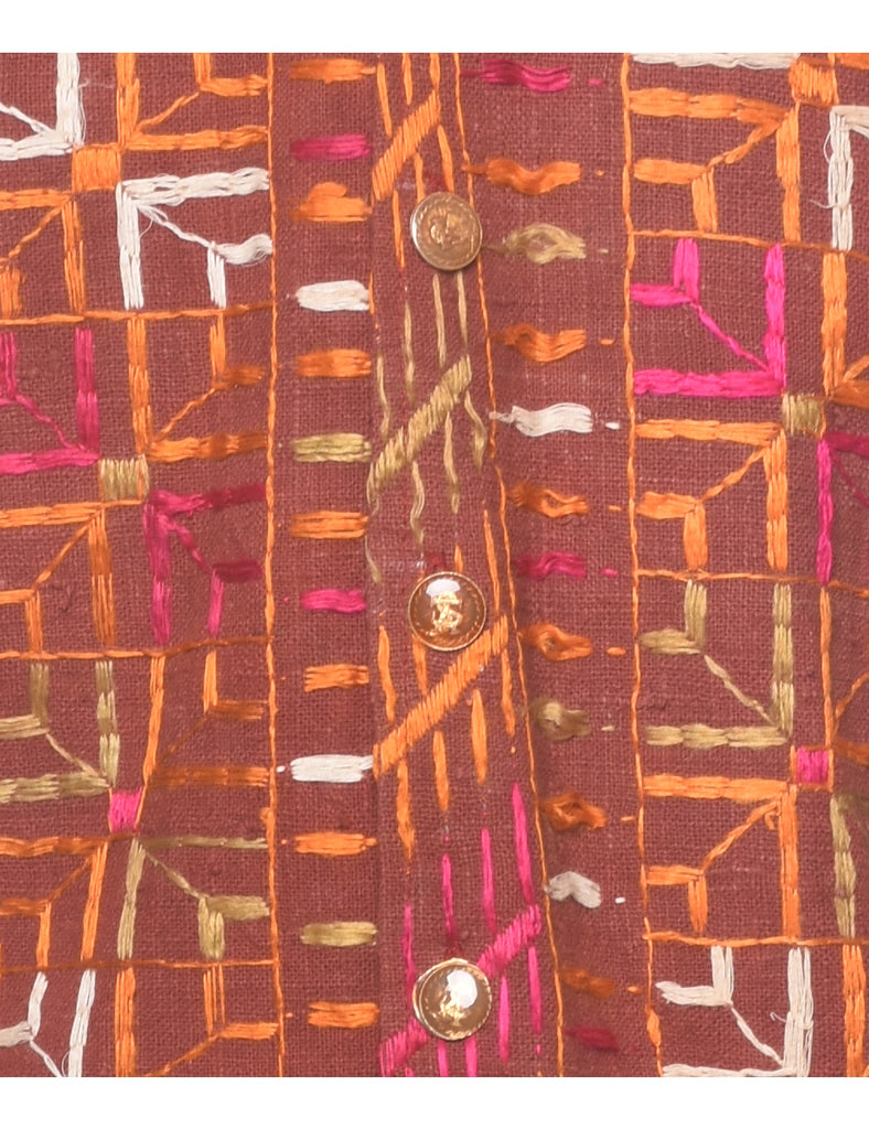 Embroidered Terracotta Waistcoat - S