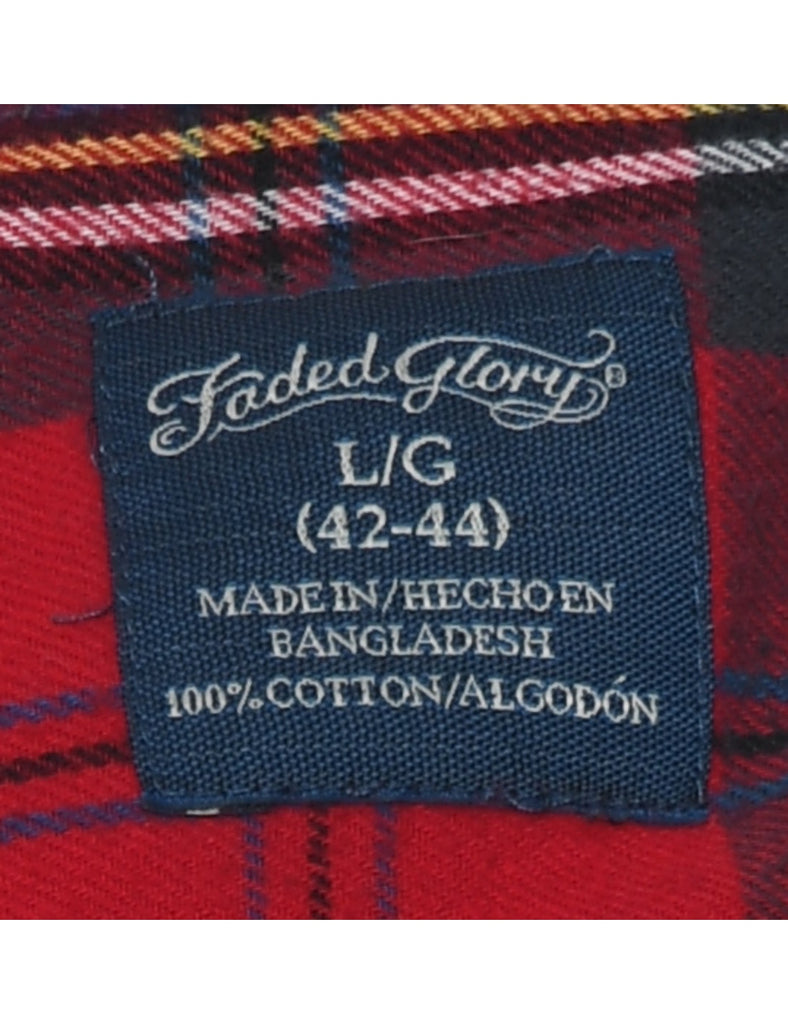 Faded Glory Checked Red Flannel Shirt - L