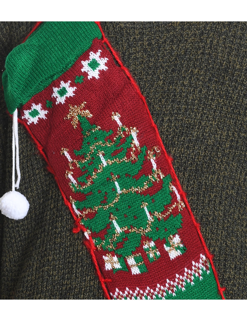 Festive Print Christmas Jumper - L