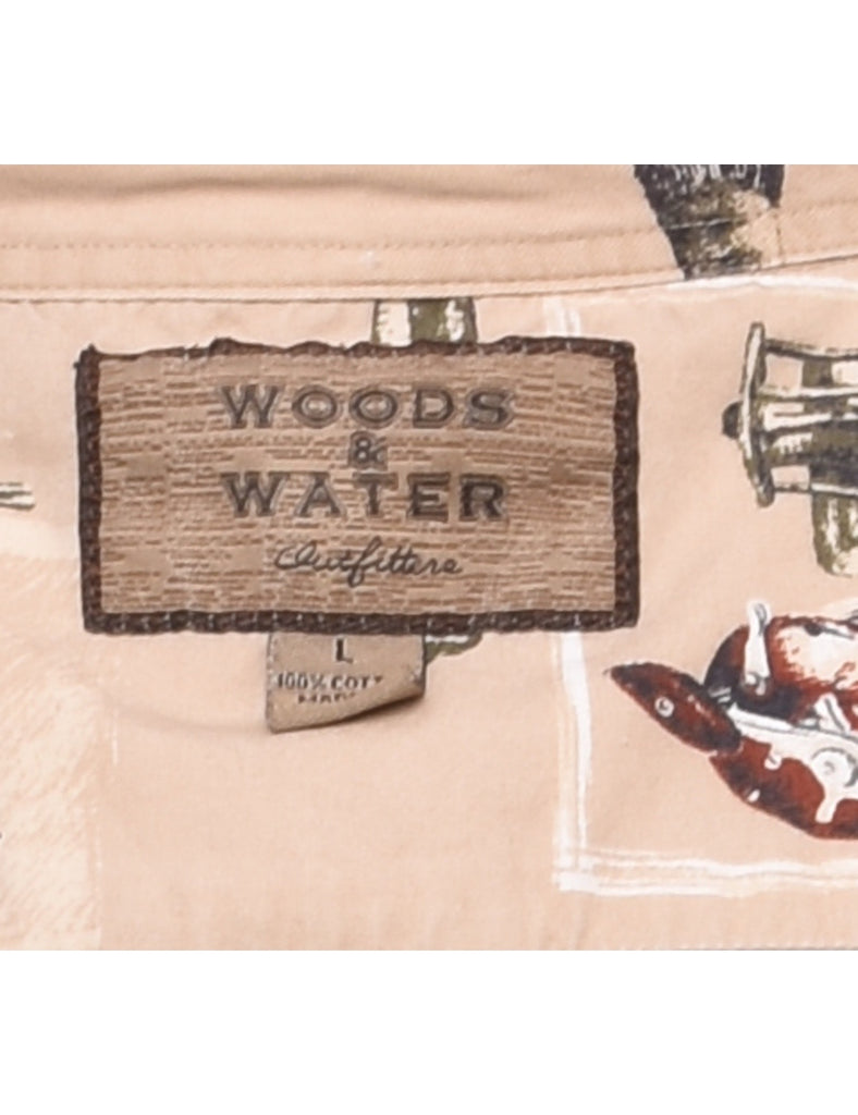 Fish Design Light Brown Shirt - L