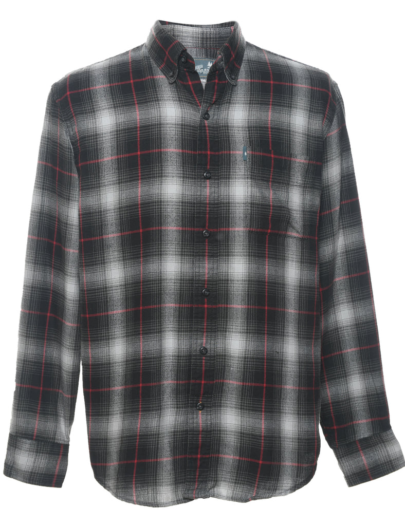 G.H. Bass Black, Grey & Red 1990s Checked Shirt - M