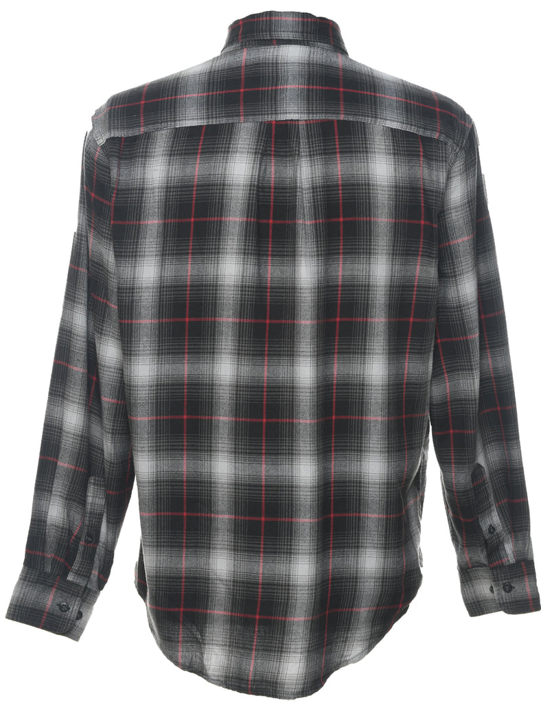 G.H. Bass Black, Grey & Red 1990s Checked Shirt - M