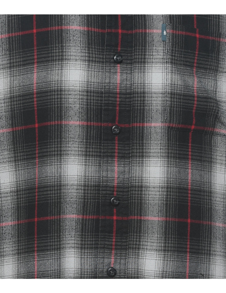 G.H. Bass Black, Grey & Red 1990s Checked Shirt - M