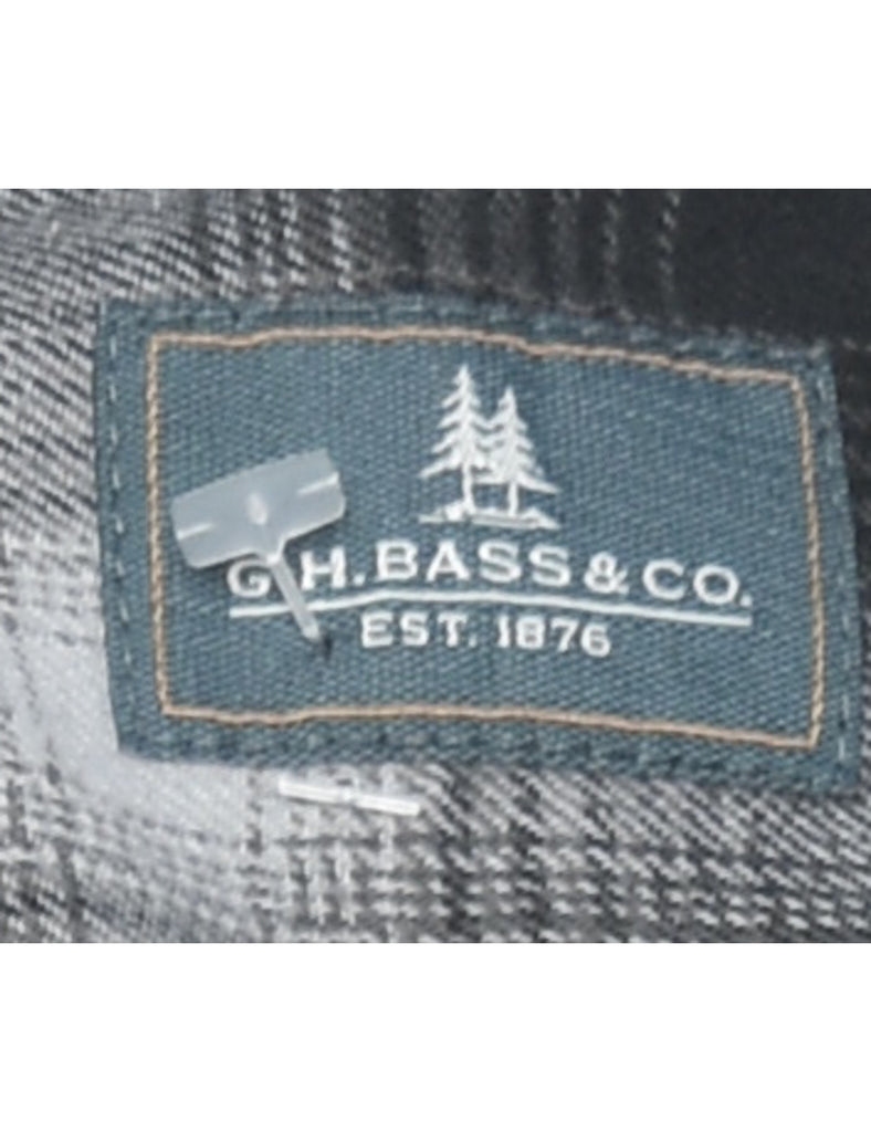 G.H. Bass Black, Grey & Red 1990s Checked Shirt - M