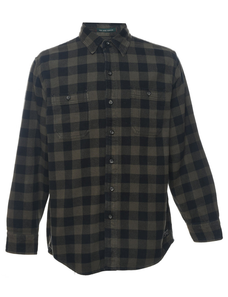 G.H. Bass Checked Green & Black Shirt - M