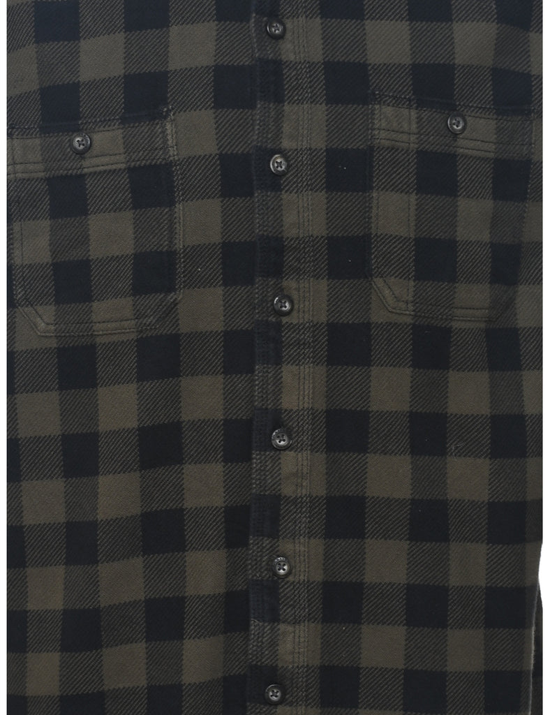 G.H. Bass Checked Green & Black Shirt - M