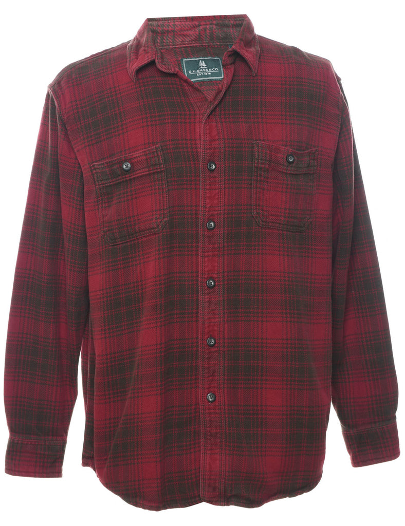 G.H. Bass Checked Red & Grey Flannel Shirt - L