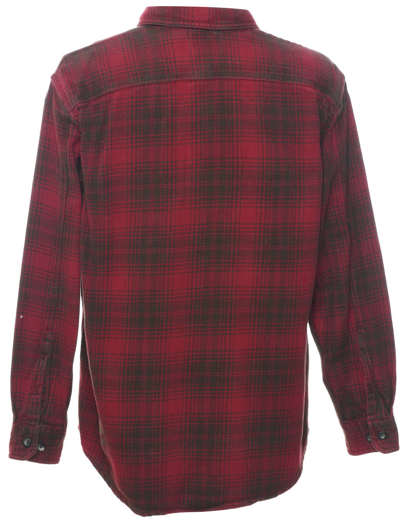 G.H. Bass Checked Red & Grey Flannel Shirt - L