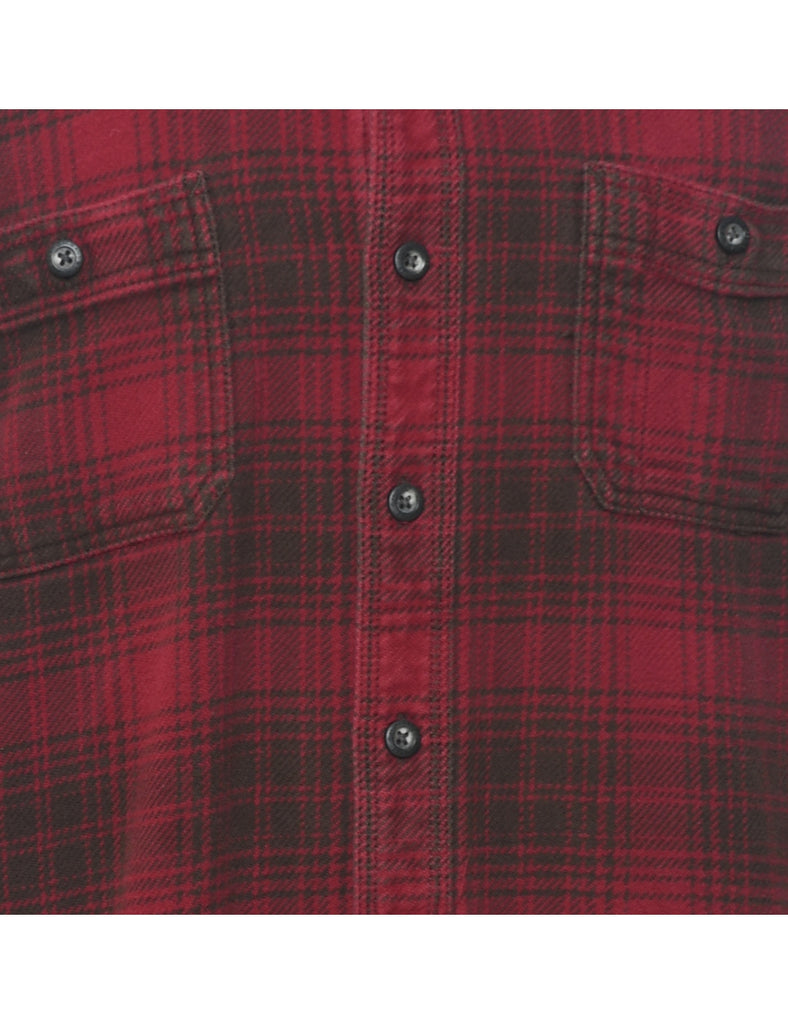 G.H. Bass Checked Red & Grey Flannel Shirt - L