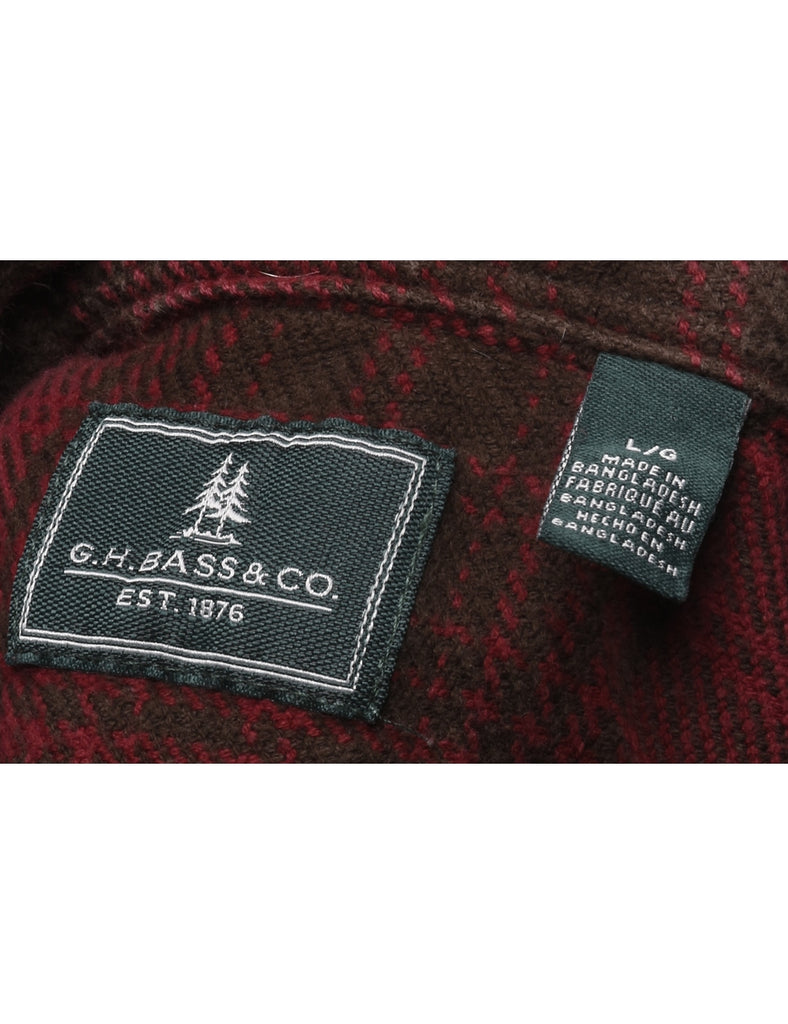 G.H. Bass Checked Red & Grey Flannel Shirt - L