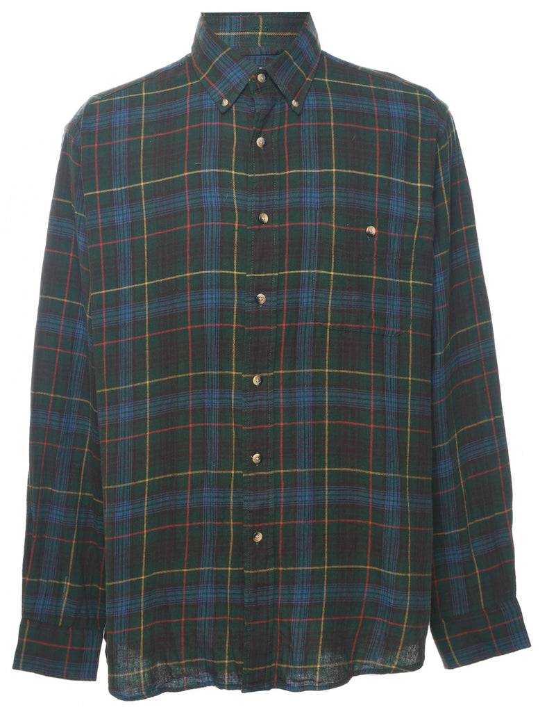 G.H. Bass Plaid Dark Green Shirt - L