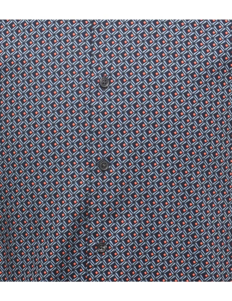 Geometric Pattern Blue & Orange Shirt - XL