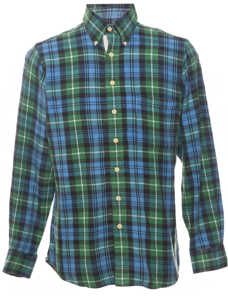 Green & Blue Plaid Shirt - M